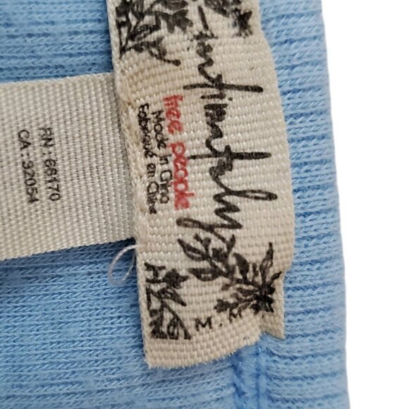 Free People Weekend Vibe Pajama Top Light Chambray Blue Baby Ribbed Curved Hem M - Picture 6 of 12